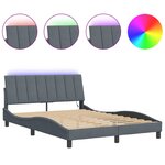 vidaXL Cadre de lit avec lumières LED gris foncé 140x200 cm velours