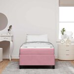 vidaXL Cadre de lit avec matelas Rose et blanc 90 x 190 cm Velours