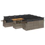 vidaXL Salon de jardin 11 Pièces avec coussins gris résine tressée