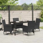 vidaXL Ensemble de salle à manger pour jardin 5 Pièces Noir Poly rotin