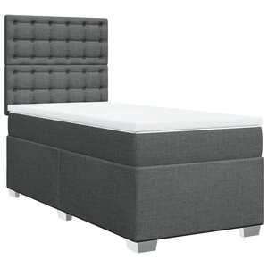vidaXL Sommier à lattes de lit avec matelas Gris foncé 80x200 cm Tissu