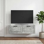 vidaXL Meuble TV mural Gris béton 98 x 31 x 30 cm Bois d'ingénierie