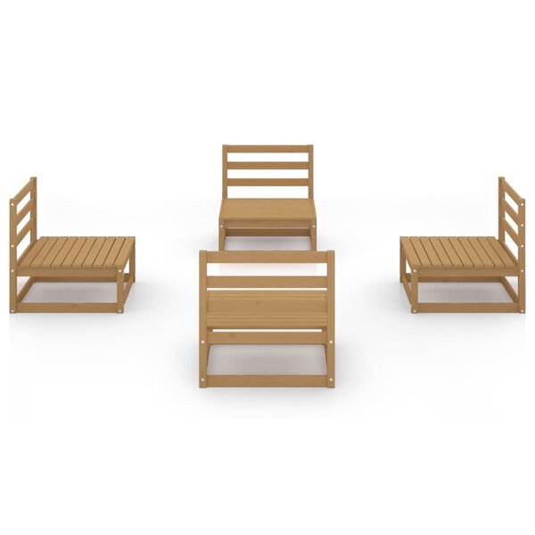 Salon de jardin meuble d'extérieur ensemble de mobilier 4 pièces marron miel bois de pin massif 02_0016258