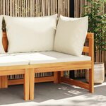 vidaXL Canapé d'angle avec coussins blanc crème Bois d'acacia solide