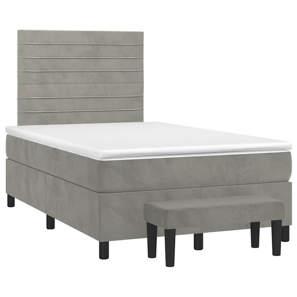 vidaXL Sommier à lattes de lit et matelas gris clair 120x190cm velours