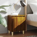 vidaXL Tables de chevet pieds en bois 2 Pièces Chêne marron 40x30x50 cm