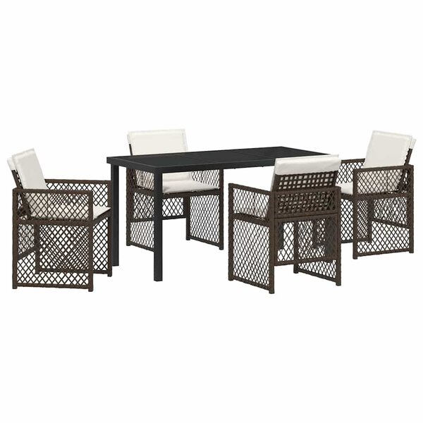 vidaXL Ensemble de salle à manger pour jardin 5 Pièces Marron polyrotin