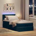 vidaXL Cadre de lit ottoman avec matelas bleu foncé 90x200 cm velours