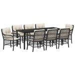 vidaXL Ensemble de salle à manger pour jardin 9 pc Noir polyrotin