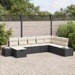 vidaXL Ensemble de canapé de jardin 8 Pièces Noir 55 x 62 x 69 cm
