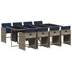 vidaXL Ensemble à manger de jardin 9 Pièces coussins gris résine tressée