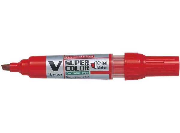Marqueur Permanent Rechargeable V SUPER COLOR Begreen Pointe Biseautée Moyenne Rouge PILOT