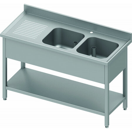 Plonge inox 2 bacs gauche ou droite - etagère et egouttoir - gamme 700 - stalgast - à monter1900x700 x700x900mm