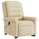 vidaXL Fauteuil inclinable de massage électrique Crème Tissu