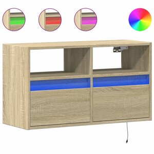 vidaXL Meuble TV mural avec lumières LED chêne sonoma 80x31x45 cm