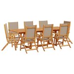 vidaXL Ensemble à manger de jardin 9Pièces bois d'acacia solide textilène