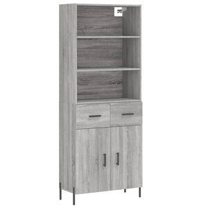 vidaXL Buffet haut Sonoma gris 69 5x34x180 cm Bois d'ingénierie