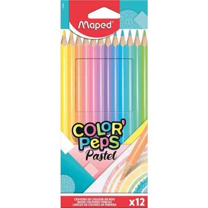 Crayon de couleur color'peps pastel étui carton de 12 maped