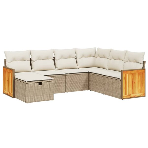 vidaXL Salon de jardin avec coussins 7 Pièces beige résine tressée