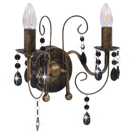 Icaverne - Lampes sublime Applique murale à perles Noir antique 2 ampoules E14