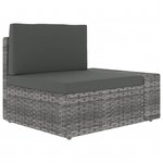 vidaXL Salon de jardin 7 Pièces avec coussins Gris Résine tressée