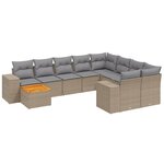 vidaXL Salon de jardin 11 Pièces avec coussins beige résine tressée