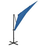 vidaXL Parasol déporté avec mât et lumières LED Bleu azur 250 cm