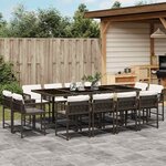 vidaXL Ensemble à manger de jardin avec coussins 13 Pièces marron rotin