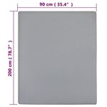 vidaXL Draps-housses Jersey 2 Pièces Gris 90x200 cm Coton