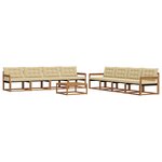 vidaXL Ensemble de canapés d'extérieur 9 Pièces Naturel et Beige