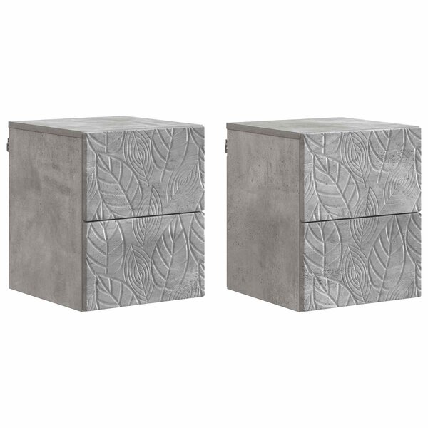 vidaXL Cabinet de chevet mural 2 Pièces Gris béton 34 5 x 33 x 40 cm