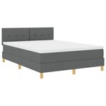 vidaXL Lit à ressort avec matelas & LED gris foncé 140x190 cm tissu