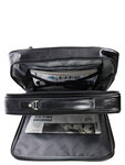 Pilot case Affaires en cuir - KATANA - 15 pouces - 3 compartiments - 2 roues -L41.0 x H35.0 x P18.0 cm- KA007-Noir