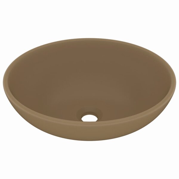 vidaXL Lavabo ovale de luxe Crème mat 40x33 cm Céramique