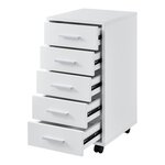 Caisson à roulettes mobile avec 5 tiroirs en MDF 63 cm blanc 03_0001245