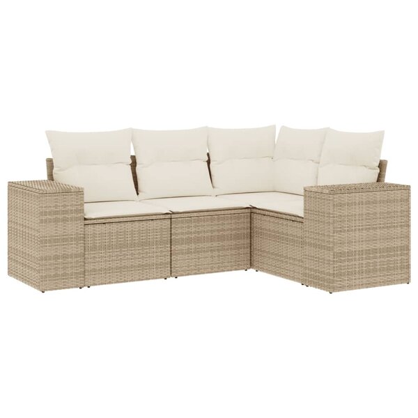 vidaXL Salon de jardin avec coussins 4 Pièces beige résine tressée
