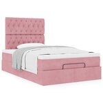 vidaXL Cadre de lit ottoman avec matelas rose 120x200 cm velours