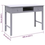 vidaXL Buffet Gris 108x45x76 cm Bois de Paulownia massif