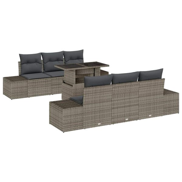 vidaXL Ensemble de canapé de jardin 7 Pièces Gris 100 x 55 x 73 cm