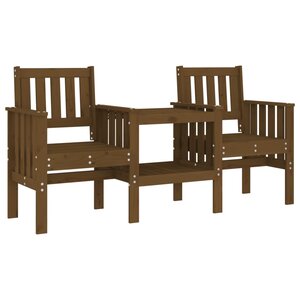 vidaXL Banc de jardin avec table 2 places brun miel bois massif de pin
