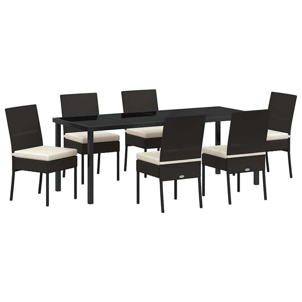 vidaXL Ensemble de salle à manger pour jardin 7 Pièces Noir