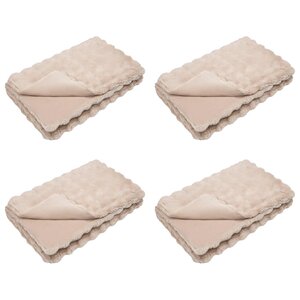 vidaXL Couverture en Fourrure de Lapin Synthétique Olite 4 Pièces Beige
