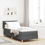 Lit box spring vidaXL avec matelas gris foncé  80x200 cm  tissu