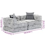 vidaXL Pouf modulaire à 2 places Gris clair Tissu