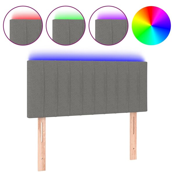vidaXL Tête de lit à LED Gris foncé 100x5x78/88 cm Tissu