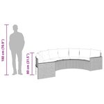 vidaXL Canapé de jardin table coussins demi-rond gris résine tressée