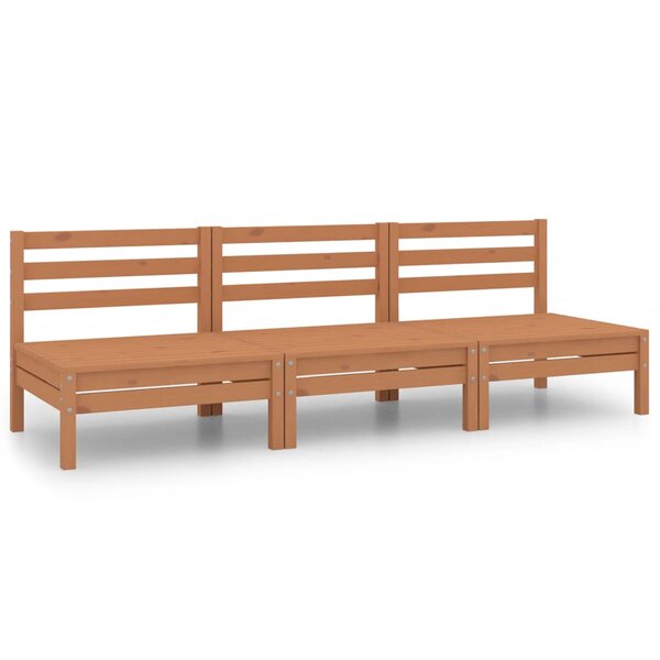 vidaXL Salon de jardin 3 Pièces Marron miel Bois de pin massif
