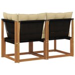 vidaXL Canapé d’extérieur milieu et coin avec coussin 2 Pièce Naturel