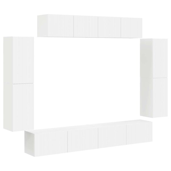 vidaXL Meuble TV 8 Pièces Blanc