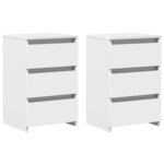 vidaXL Tables de chevet 2 Pièces blanc 40x35x62 5 cm bois d'ingénierie